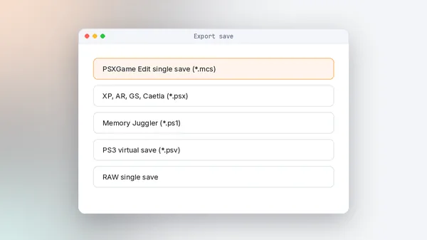 Export a single save MemcardRex export a single save: single-save formats